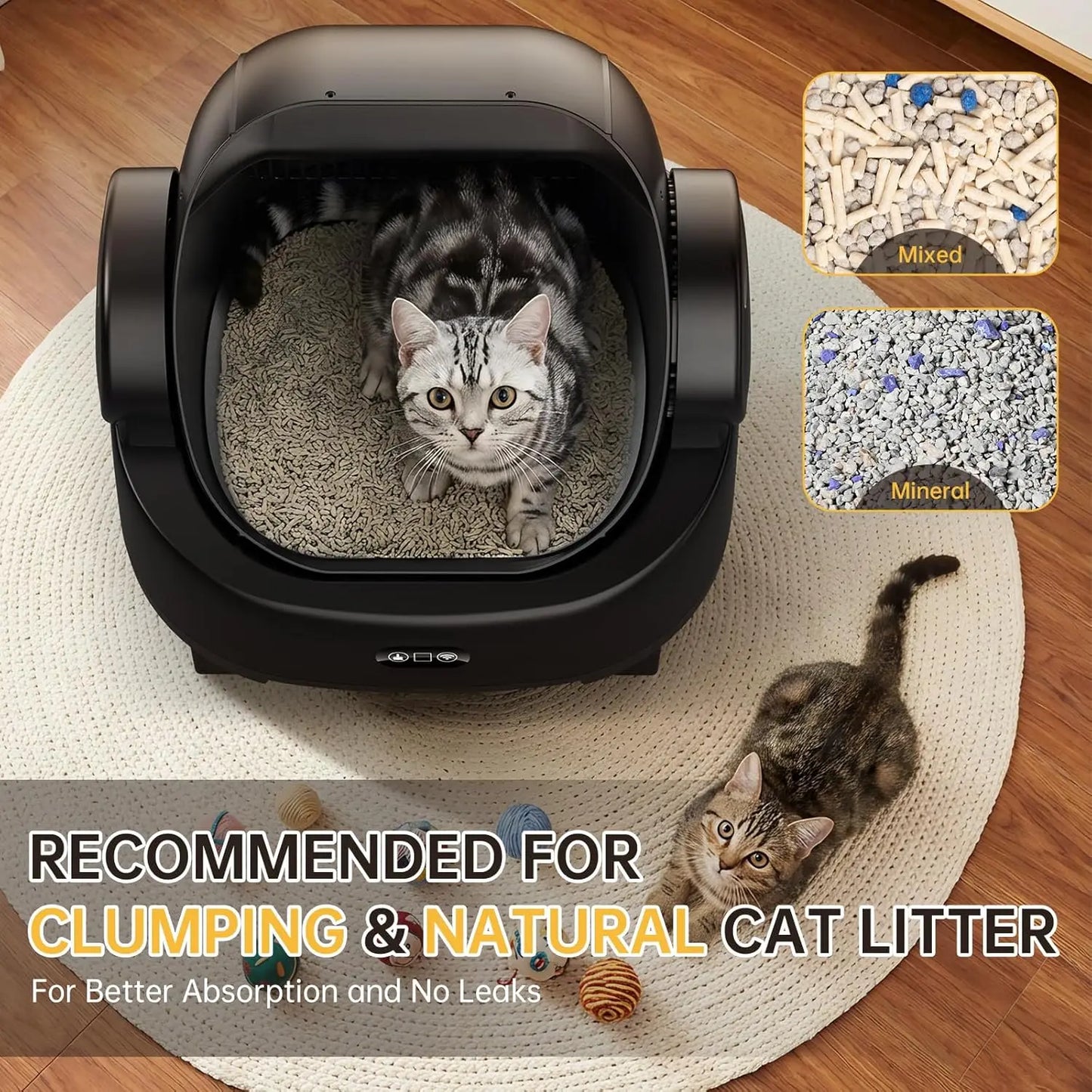 Automatic Cat Litter Box, Electric Large Open-Top Self Cleaning Litter Box for Multiple Cats, Smart APP Control, Customized