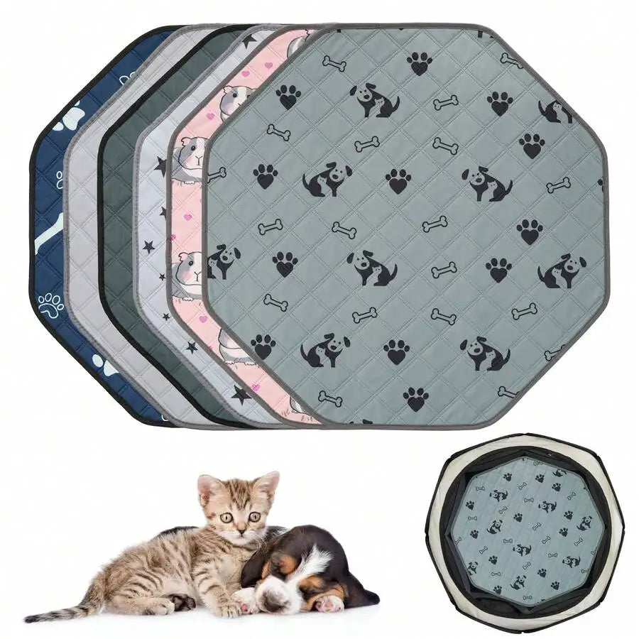 Washable Octagon Dog Pee Pads, Reusable Cat Sleep Game Mat, Fits 29" Octagon Fence, Dog Play Pen Pad, Absorbent & Leakproof Pet