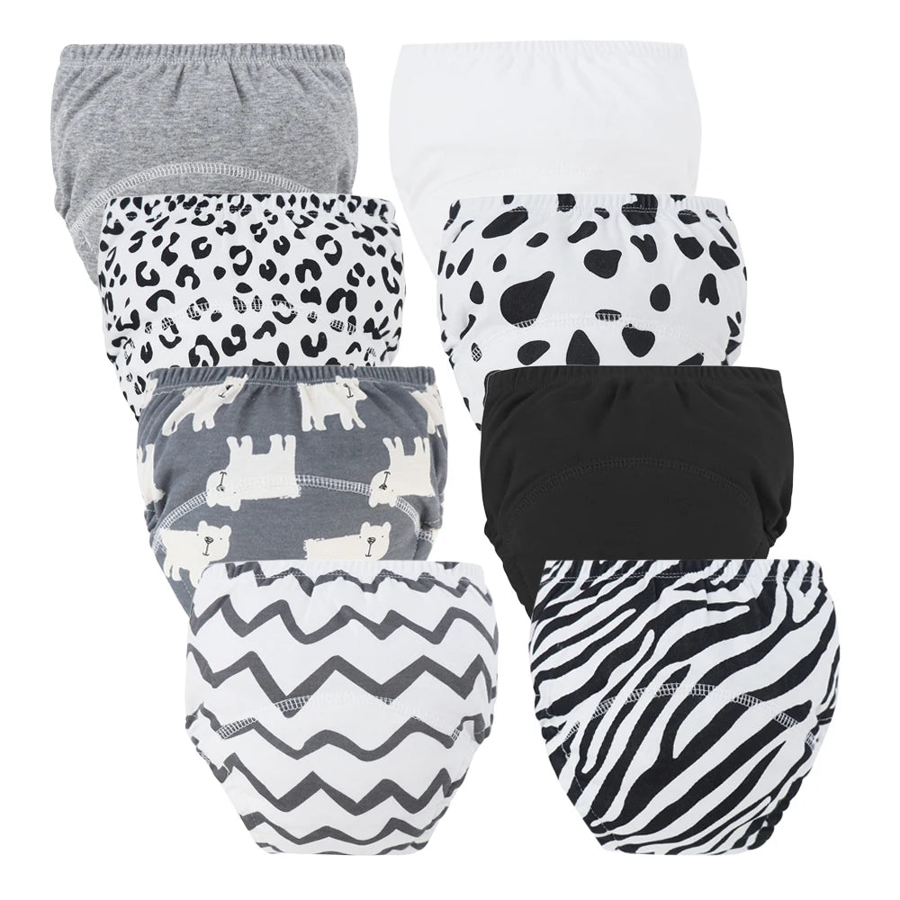 8pcs Baby Training Pants Diaper Cloth Nappies Reusable Washable Underwear for Boys & Girls Toddler Shorts Infant