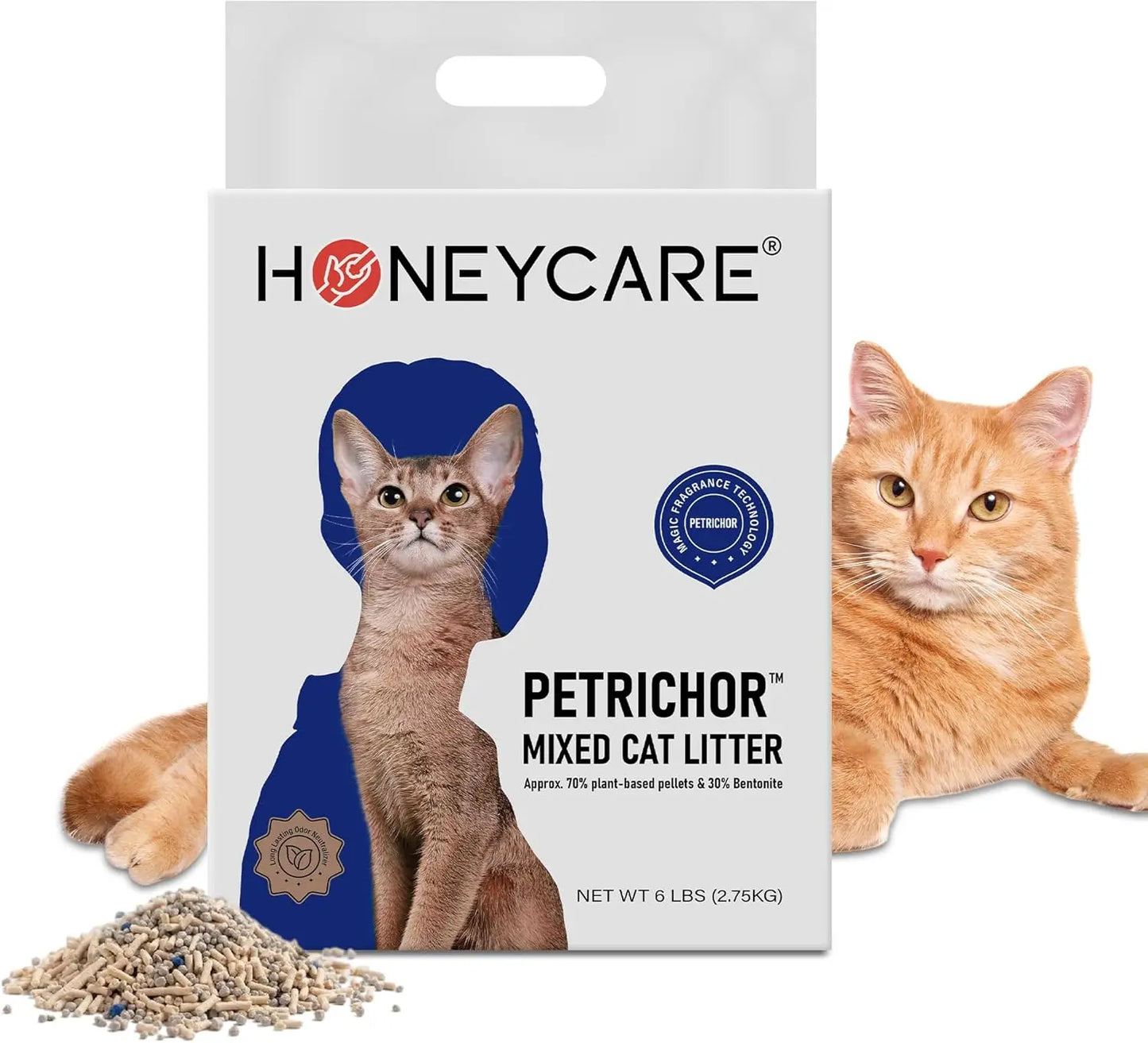 Petrichor Mix Cat Litter, Tofu and Bentonite Clumping Litter with Jasmine Scent, Low Dust, 6 Lbs