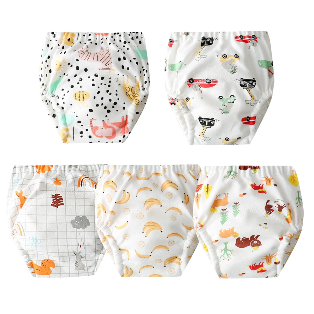 8/5pcs Baby Cotton Training Pants Panties Waterproof Cloth Diapers Reusable Toolder Nappies Diaper Baby Changing Nappy Underwear
