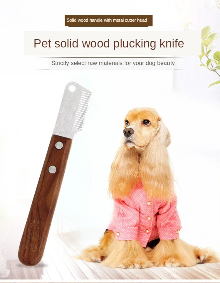 Professional Grooming Dog Comb Stainless Steel Wooden Handle Stripping Knife Pet Hair Remover Pluck Excess Undercoat accessories