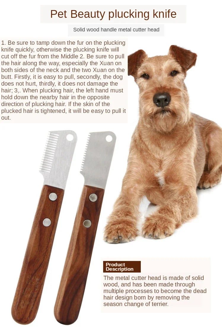 Professional Grooming Dog Comb Stainless Steel Wooden Handle Stripping Knife Pet Hair Remover Pluck Excess Undercoat accessories