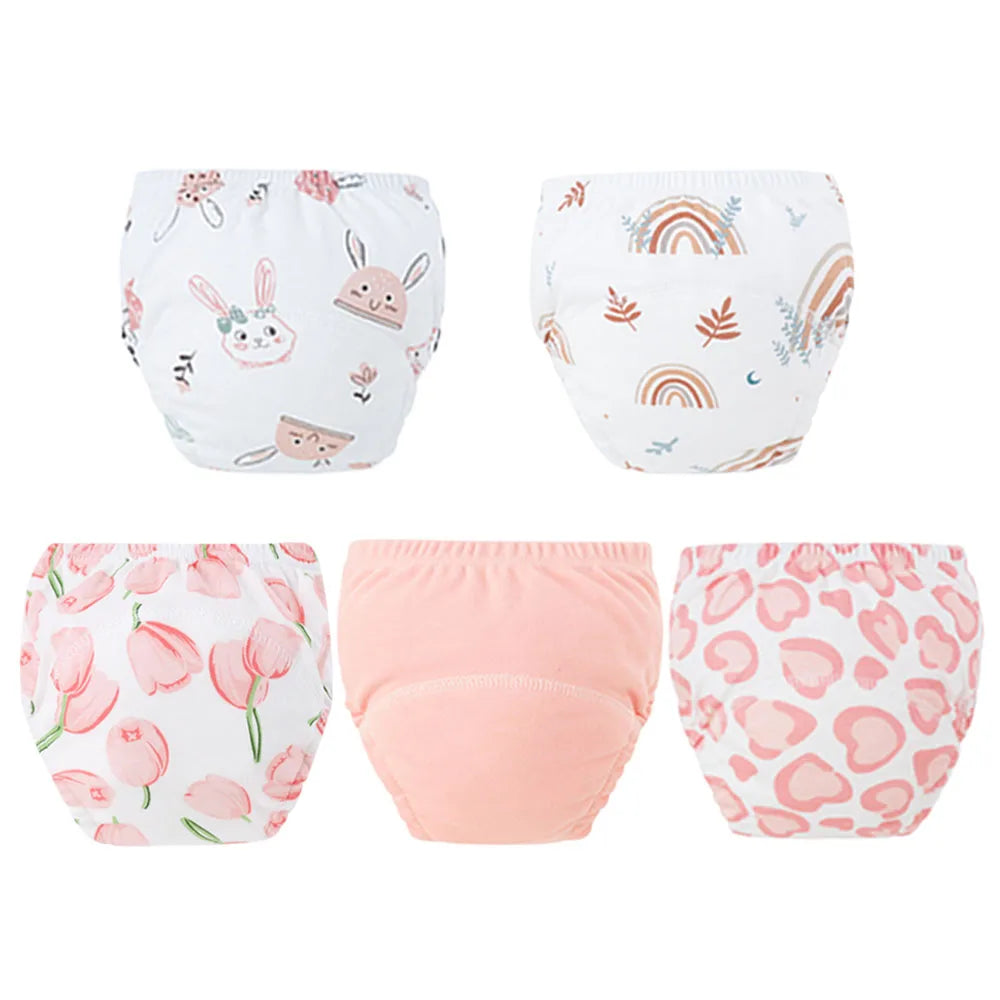 8/5pcs Baby Cotton Training Pants Panties Waterproof Cloth Diapers Reusable Toolder Nappies Diaper Baby Changing Nappy Underwear