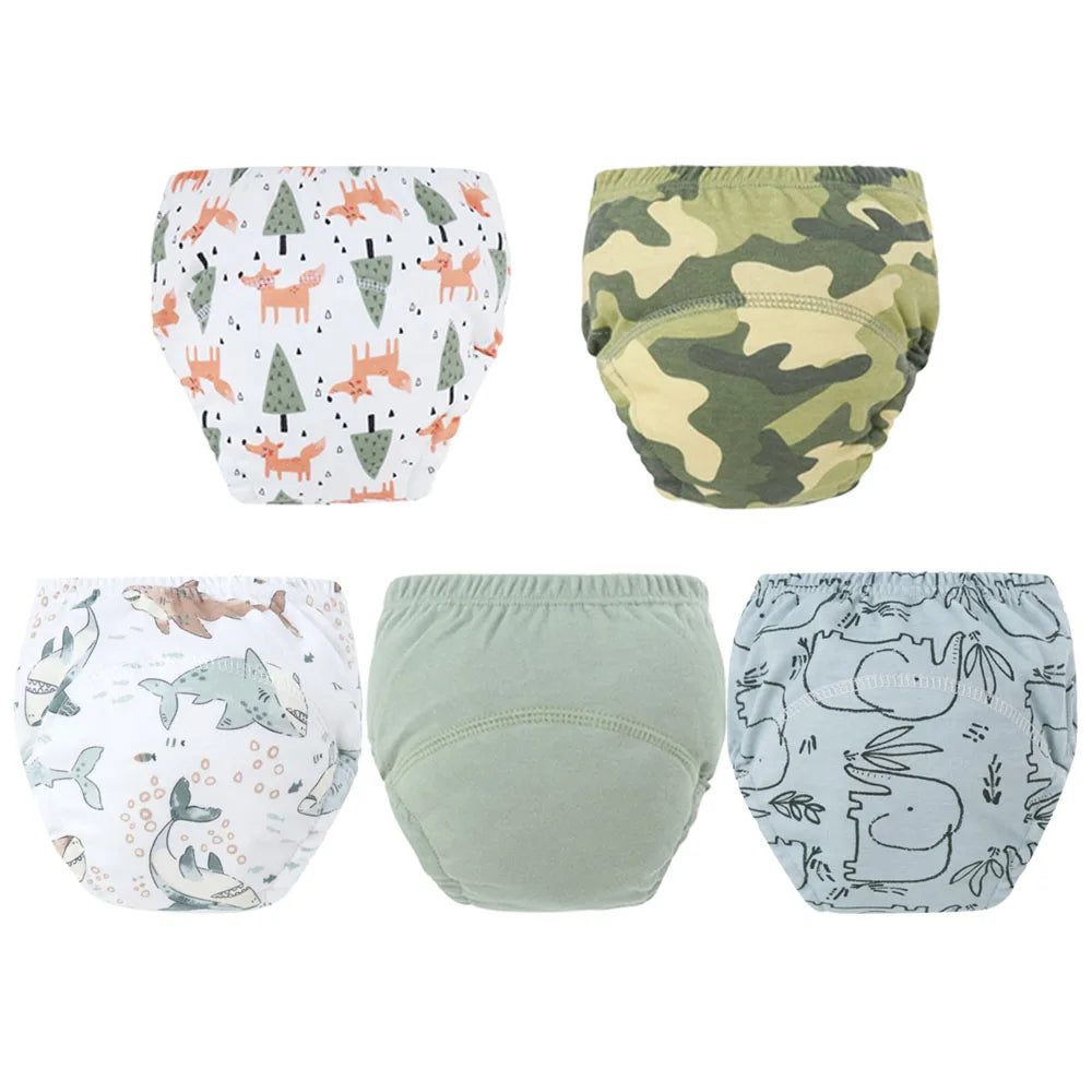 8/5pcs Baby Cotton Training Pants Panties Waterproof Cloth Diapers Reusable Toolder Nappies Diaper Baby Changing Nappy Underwear