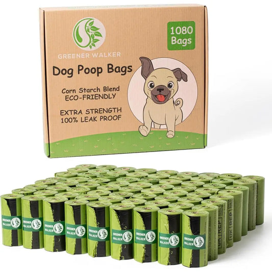 Dog Waste Bags, 1080 Extra Thick Strong 100% Leak-Proof (Green)