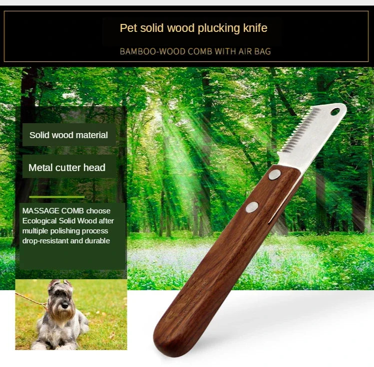 Professional Grooming Dog Comb Stainless Steel Wooden Handle Stripping Knife Pet Hair Remover Pluck Excess Undercoat accessories