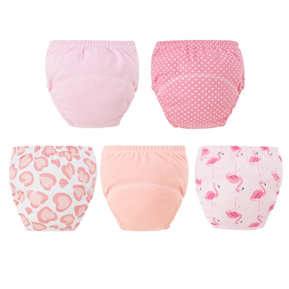 8/5pcs Baby Cotton Training Pants Panties Waterproof Cloth Diapers Reusable Toolder Nappies Diaper Baby Changing Nappy Underwear