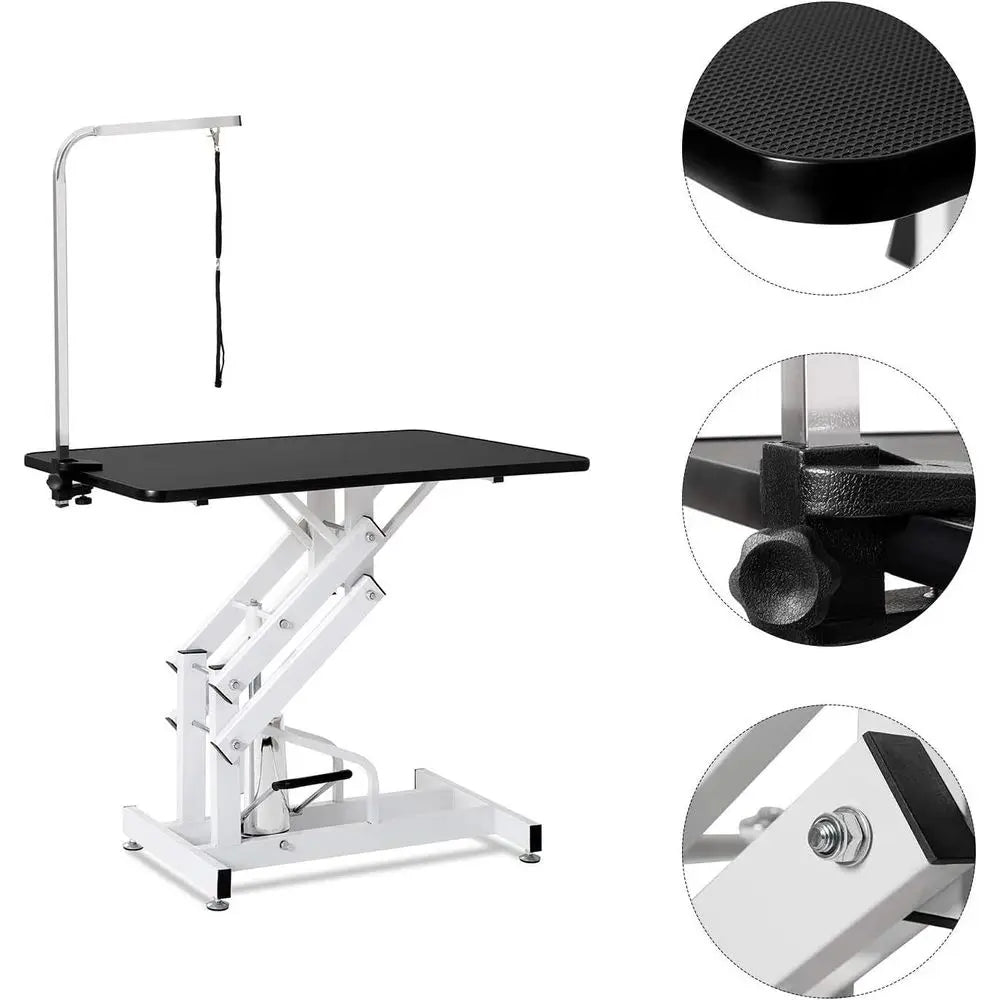 Hydraulic Dog Grooming Table Heavy Duty or Small/Medium/Large Dogs, Pet Grooming Table with Adjustable OverArm and Noose, Height