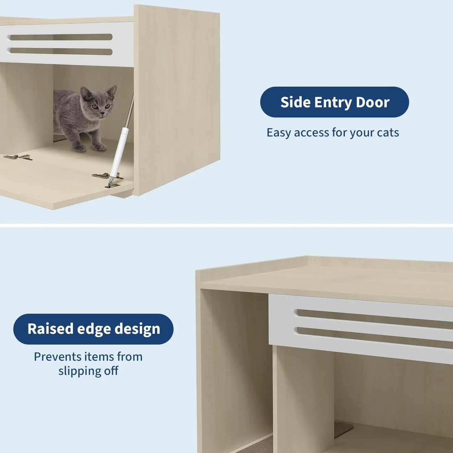 Cat Litter Box Furniture with Flip-Down Door, Spacious Hidden Cat Litter Box Enclosure Cabinet, Ventilated Covered Litterbox