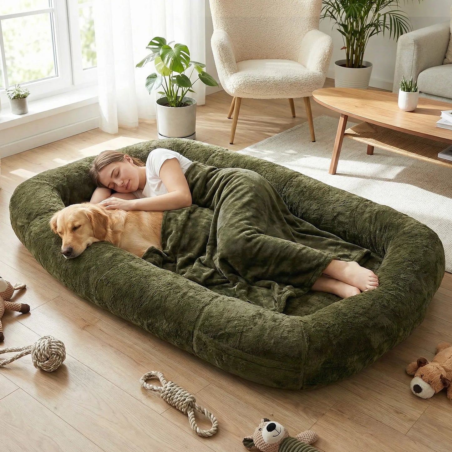Human Dog Bed 71x47x12in Washable Extra Large Comfortable Pet Bed with Soft Blanket for Sleeping Human Size Dog Bed