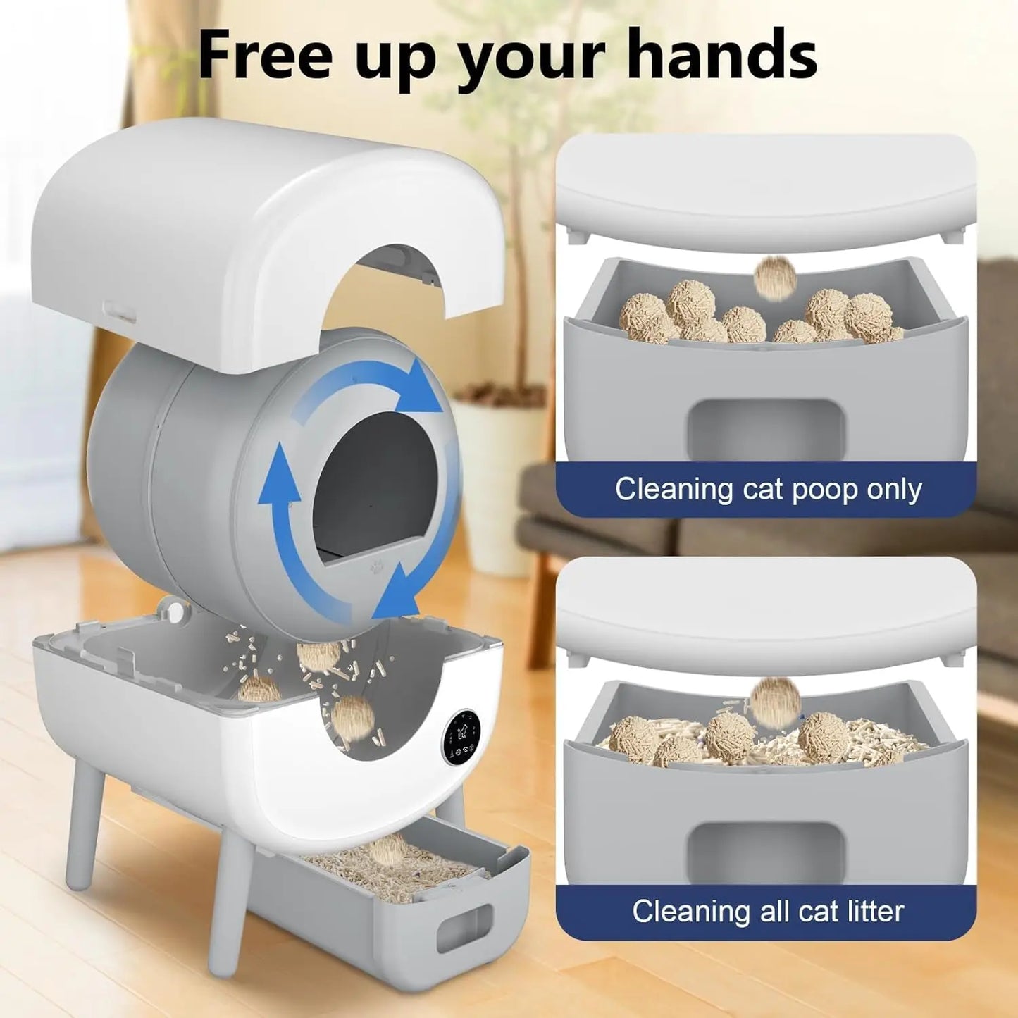 Self Cleaning Litter Box, Large Capacity Automatic Cat Litter Box Self Cleaning for Cats, App Control,Safety, Customized