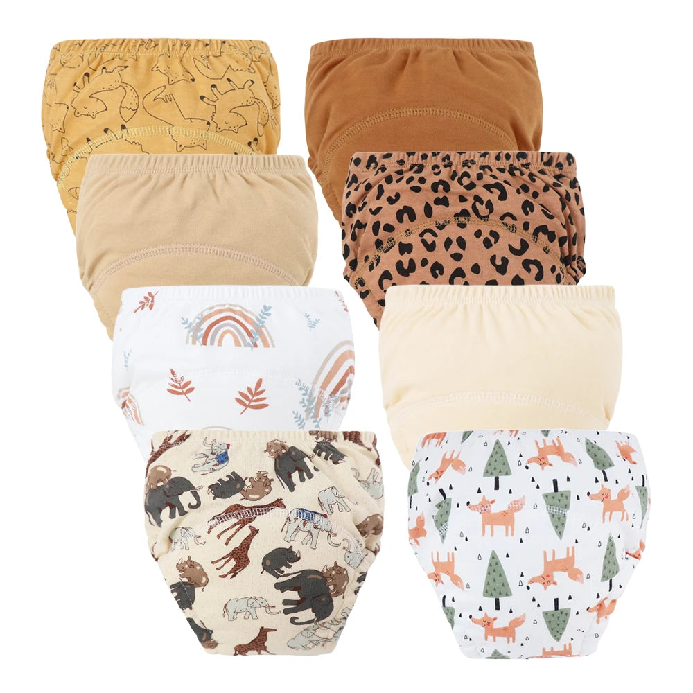 8/5pcs Baby Cotton Training Pants Panties Waterproof Cloth Diapers Reusable Toolder Nappies Diaper Baby Changing Nappy Underwear