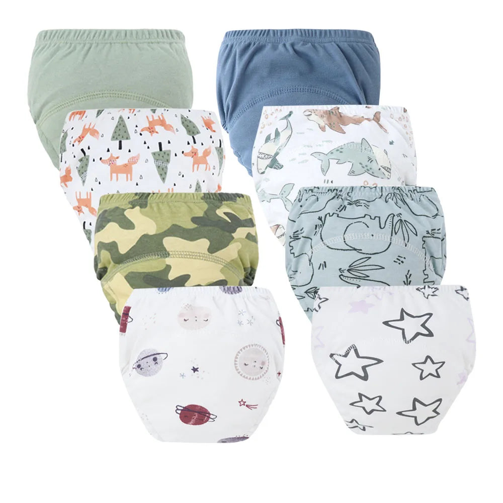 8/5pcs Baby Cotton Training Pants Panties Waterproof Cloth Diapers Reusable Toolder Nappies Diaper Baby Changing Nappy Underwear