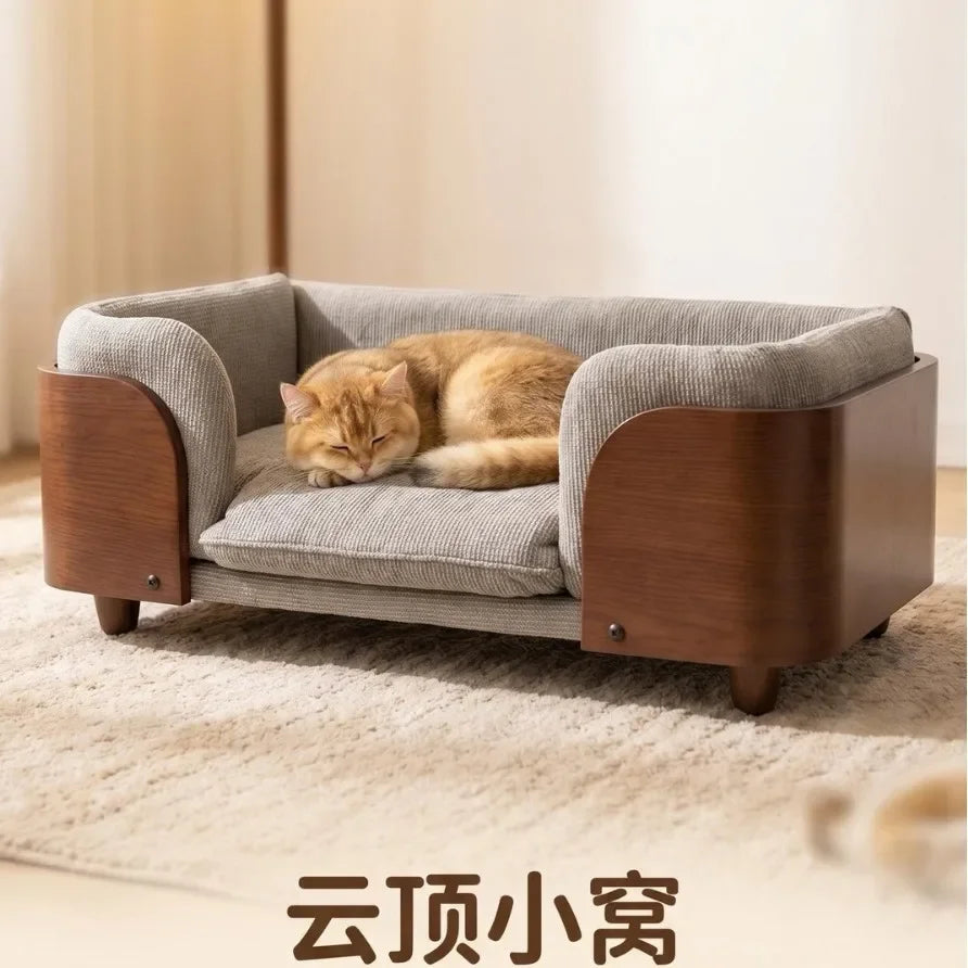 DSA new solid wood dog bed pet sofa cat litter kennel summer pet litter medium and small dogs can be dismantled and washed