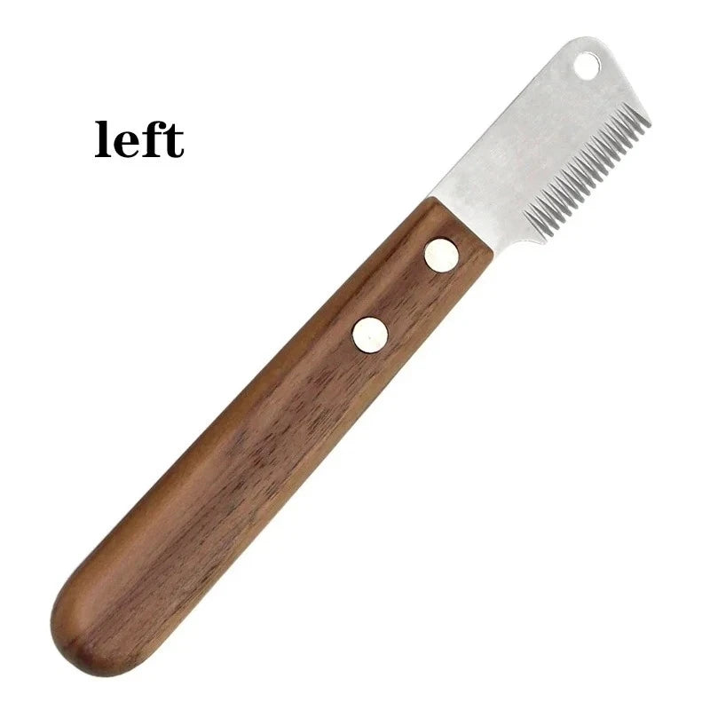 Professional Grooming Dog Comb Stainless Steel Wooden Handle Stripping Knife Pet Hair Remover Pluck Excess Undercoat accessories