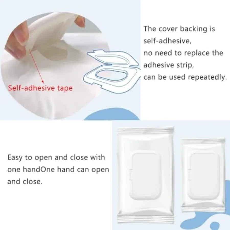 5 Pack Baby Wipes Flip Lid Reusable Adhesive Sticky Dispenser Cover Non-Drying Cap for Child Water Wipe Packs Bag Package Porta