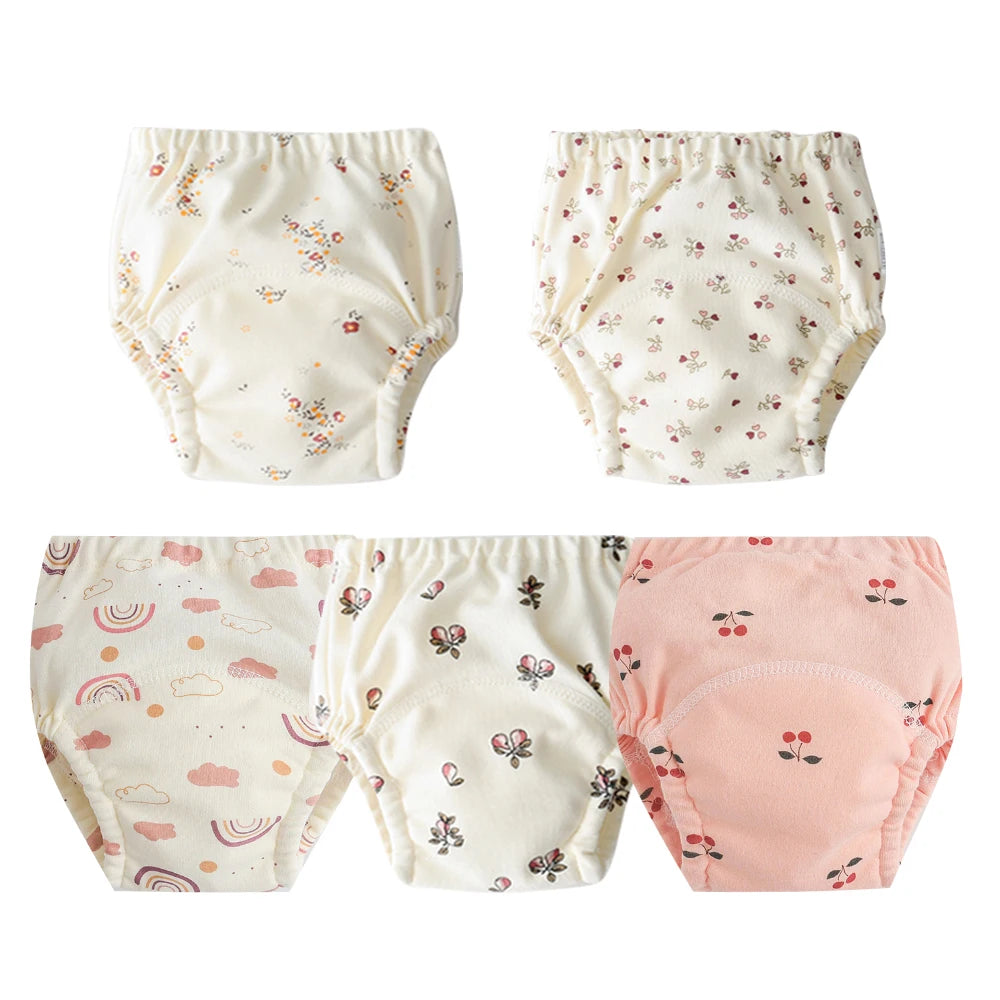 8/5pcs Baby Cotton Training Pants Panties Waterproof Cloth Diapers Reusable Toolder Nappies Diaper Baby Changing Nappy Underwear