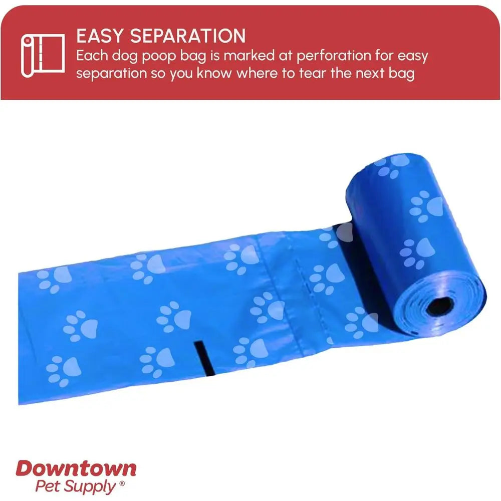 Dog Waste Bags with Dispenser, 180 Count - Leak-Proof and Bone-Shaped Holder or Leash, 12.5 x 8.5, Rainbow with Paw Prints